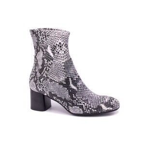 $245 Dusano Quezia Women's Snakeskin Leather Mid Calf Heeled Boots US 7.5 EU 38